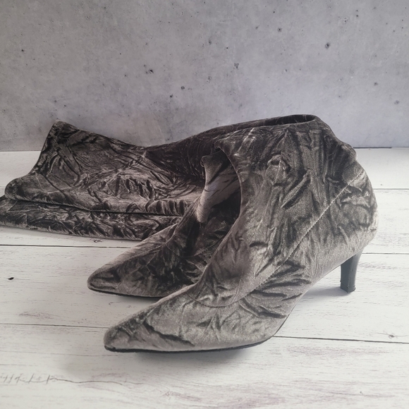 Brenda Zaro Shoes - Brenda Zaro, Grey Crushed Velvet Suede, OTK Boot, Size 40 (81/2-9)
